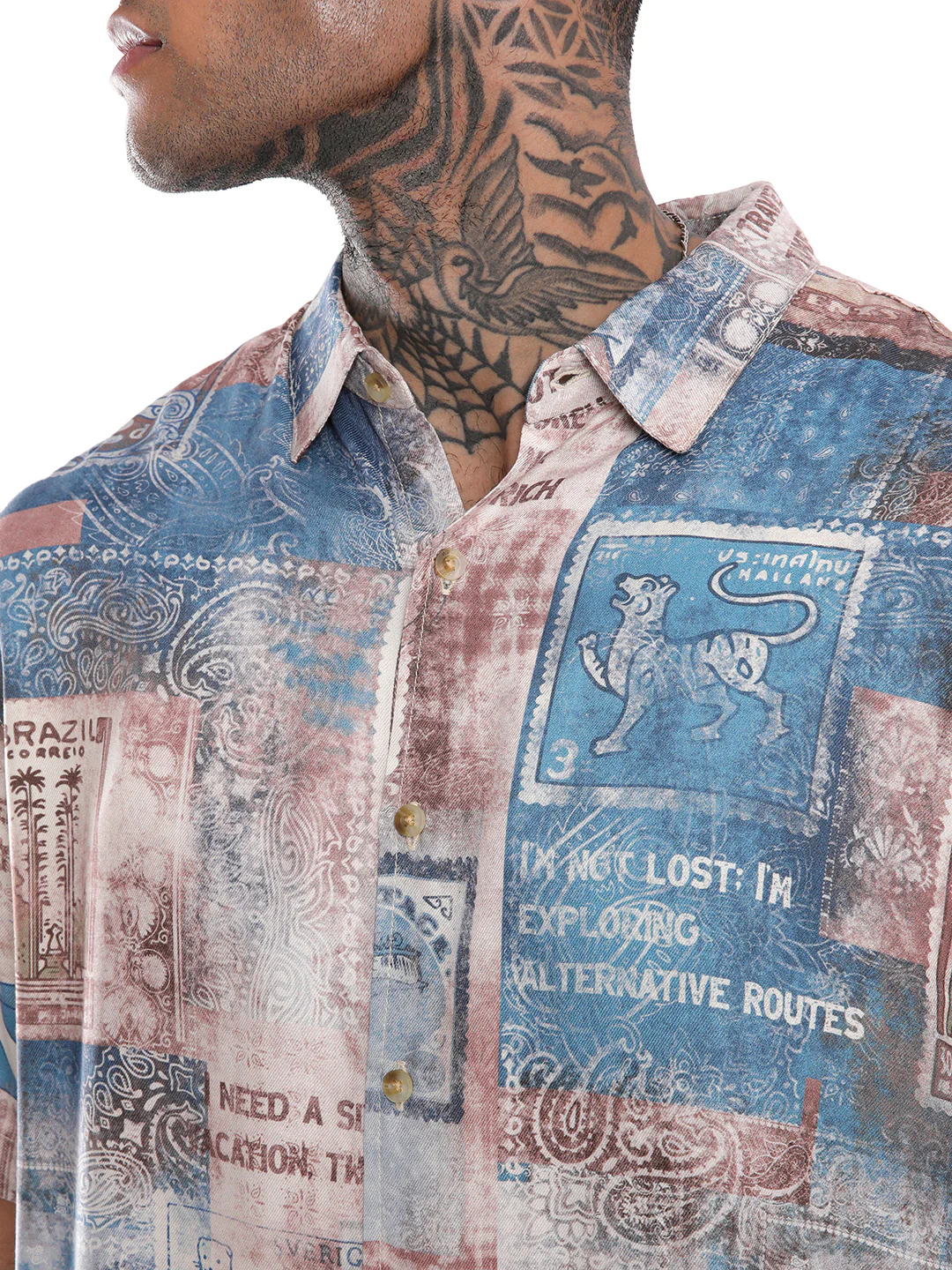Abstract Printed Viscose Shirt - Image 6