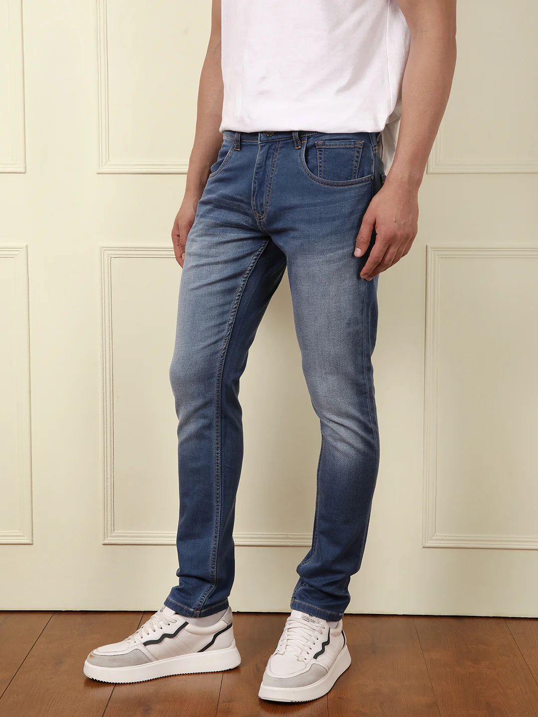 Faded Tapered Fit Jeans | Blue - Image 4