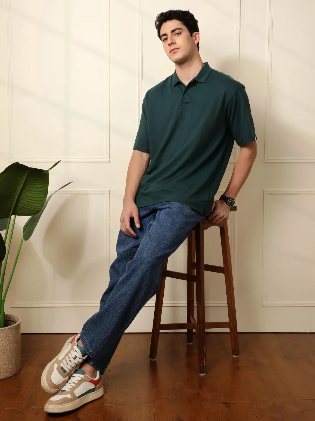 Bold Green Oversized Polo T-Shirt - Image 3