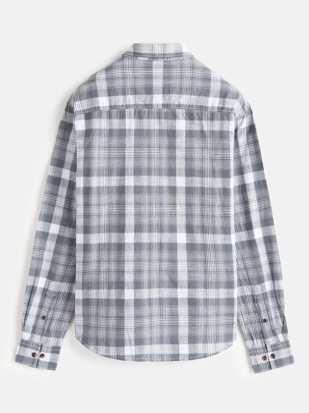 Checked Cotton Slub Shirt | Grey - Image 3