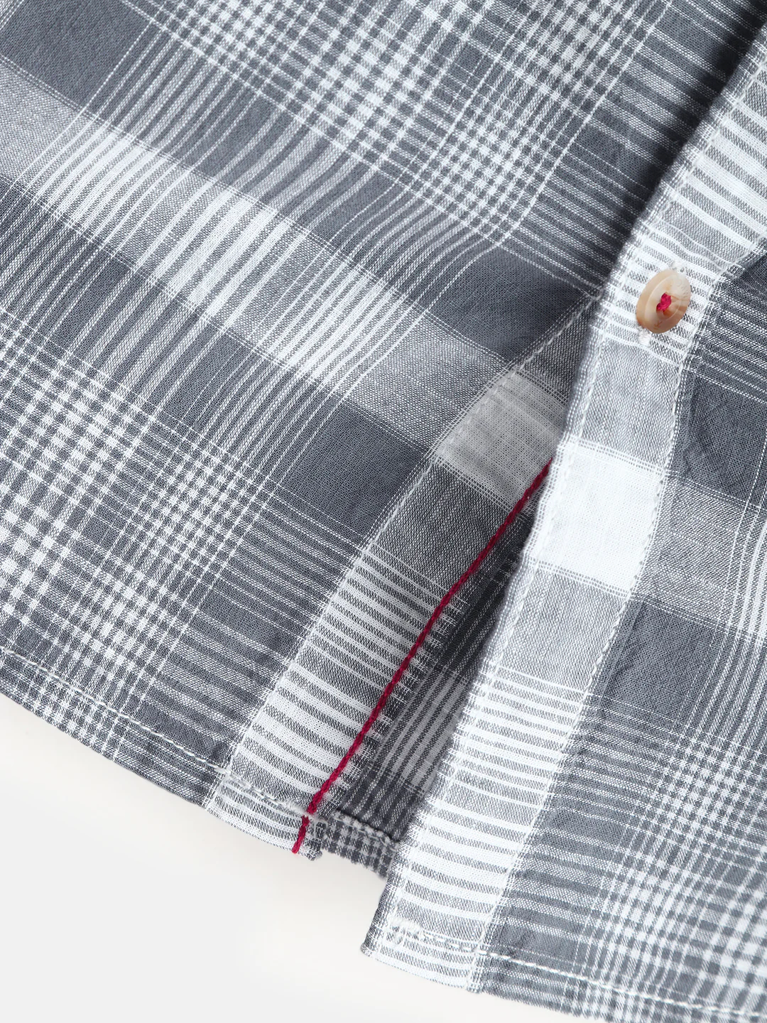 Checked Cotton Slub Shirt | Grey - Image 5