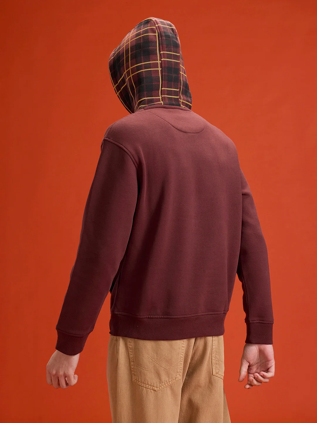 Checked Wine Comfort Hoodie - Image 3