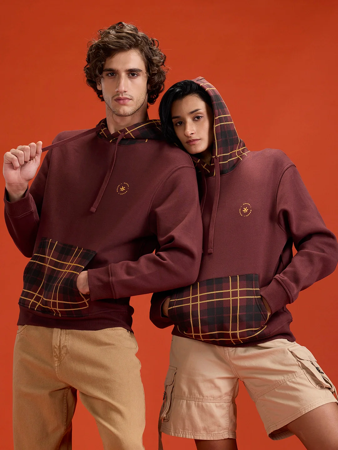 Checked Wine Comfort Hoodie - Image 4