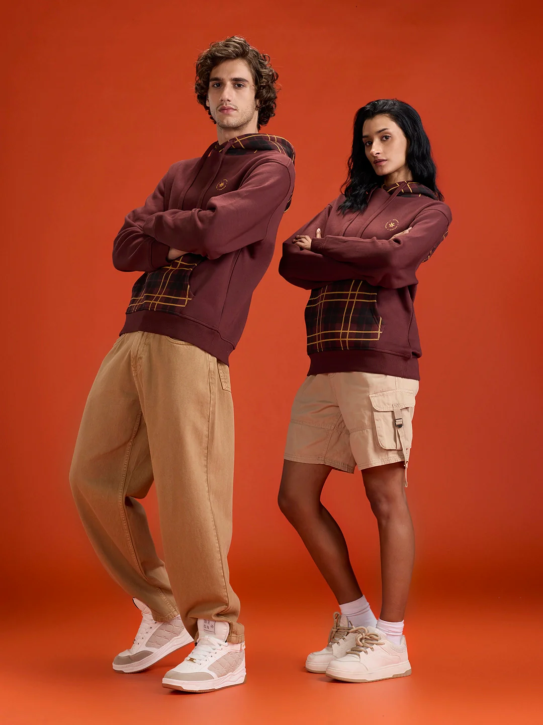 Checked Wine Comfort Hoodie - Image 5
