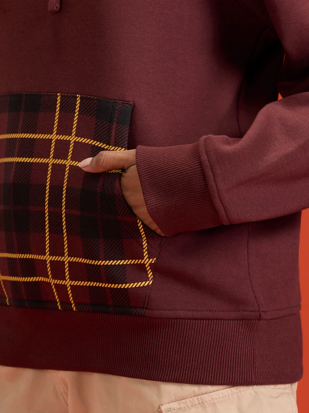 Checked Wine Comfort Hoodie - Image 6
