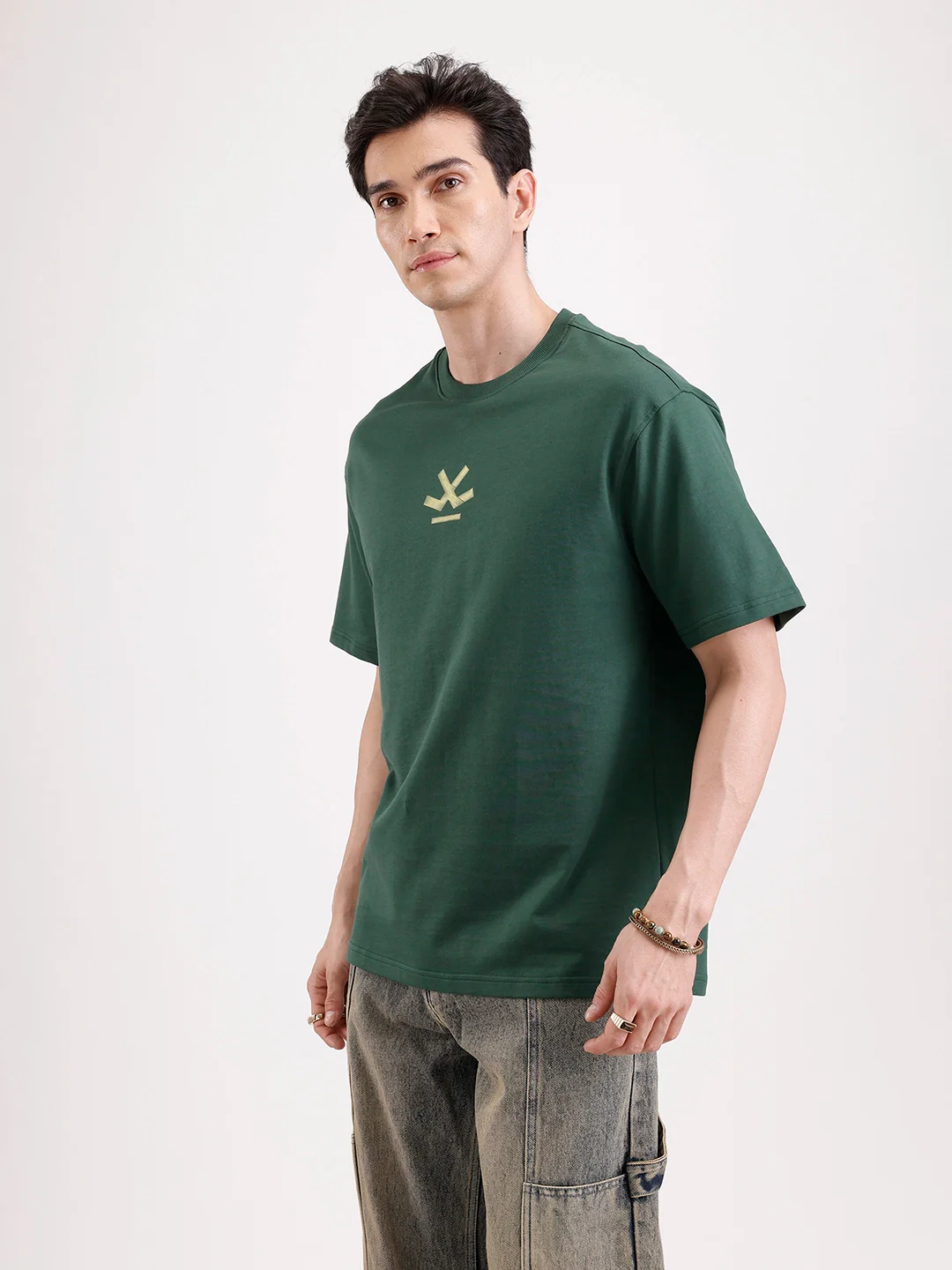 Classic Back Printed Oversized T-Shirt   |  Dark Green - Image 4