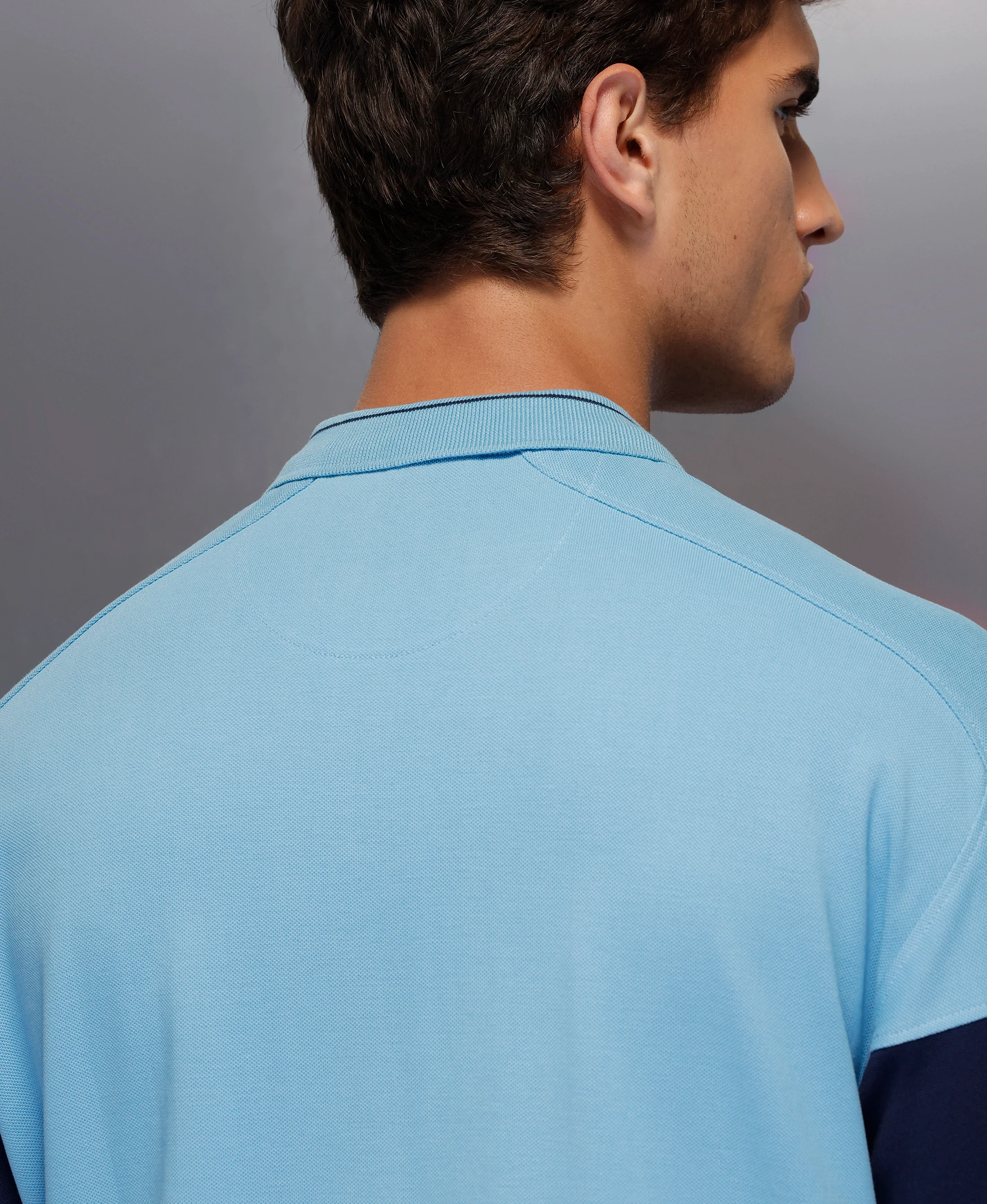 Classic Cut And Sew Polo T-Shirt   |  Blue - Image 4