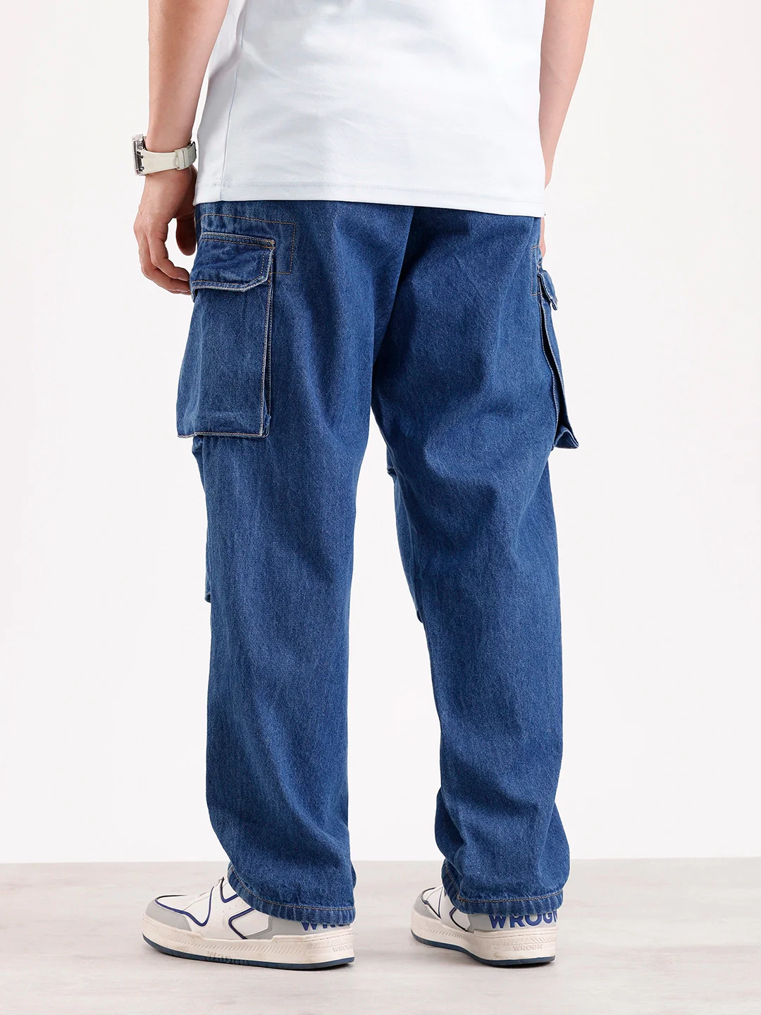 Classic Loose Fit Cargo Denim   |  Blue - Image 3