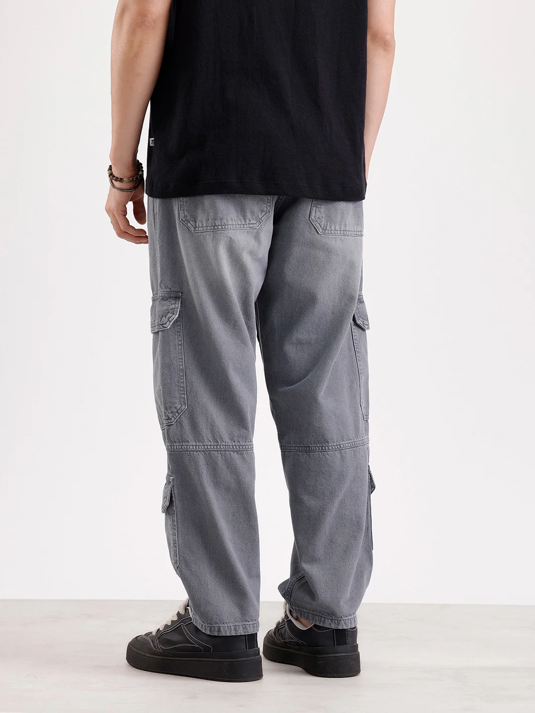 Classic Loose Fit Denim Cargo   |  Grey - Image 3