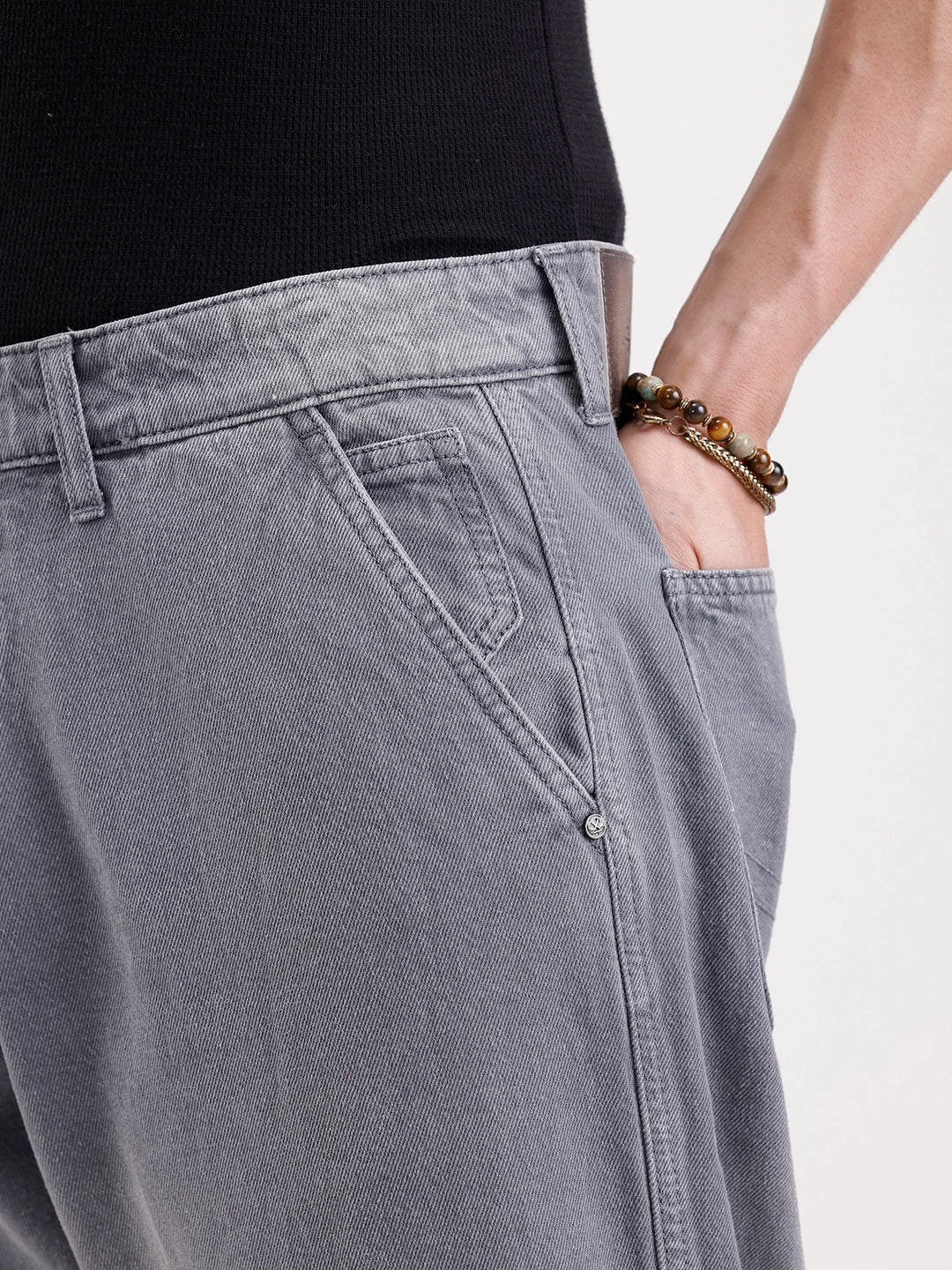 Classic Loose Fit Denim Cargo   |  Grey - Image 5