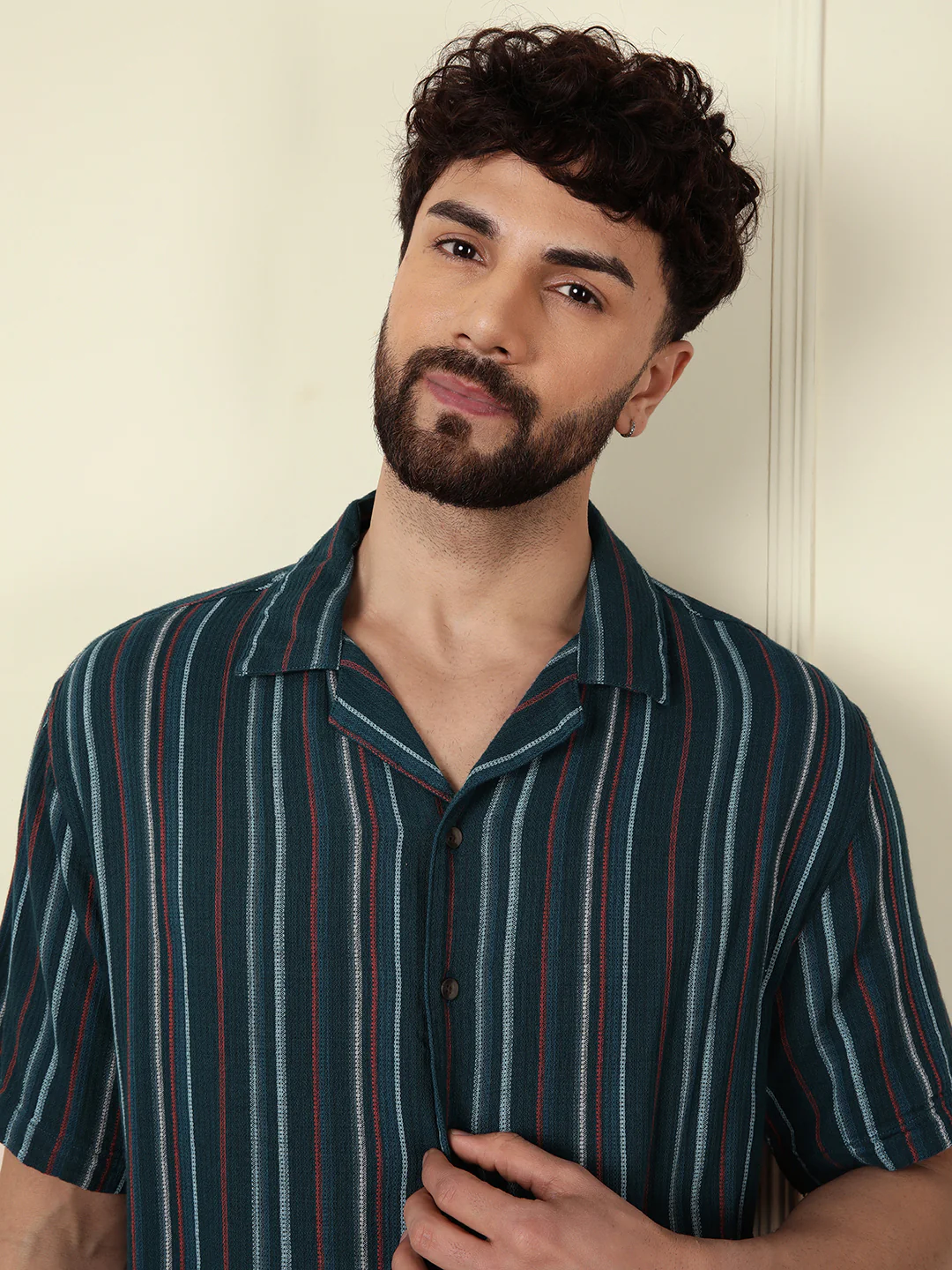 Textured Stripes Light Weight Shirt | Dark Blue - Image 6