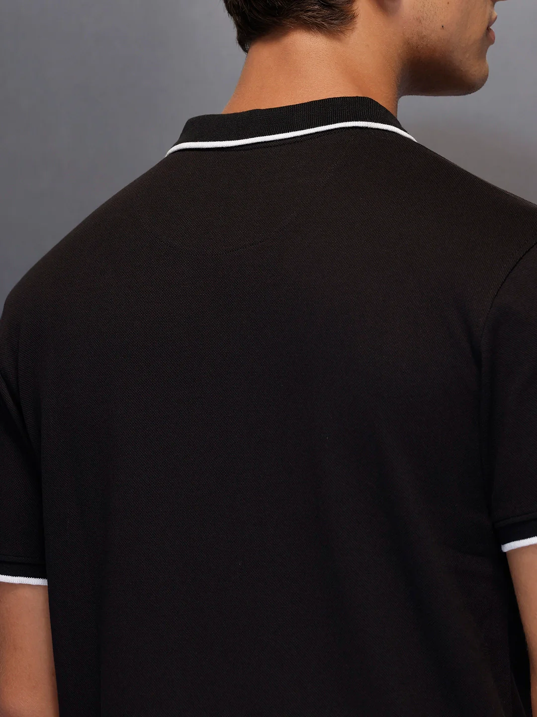 Classic Tipping Collar Polo T-Shirt   |  Black - Image 5