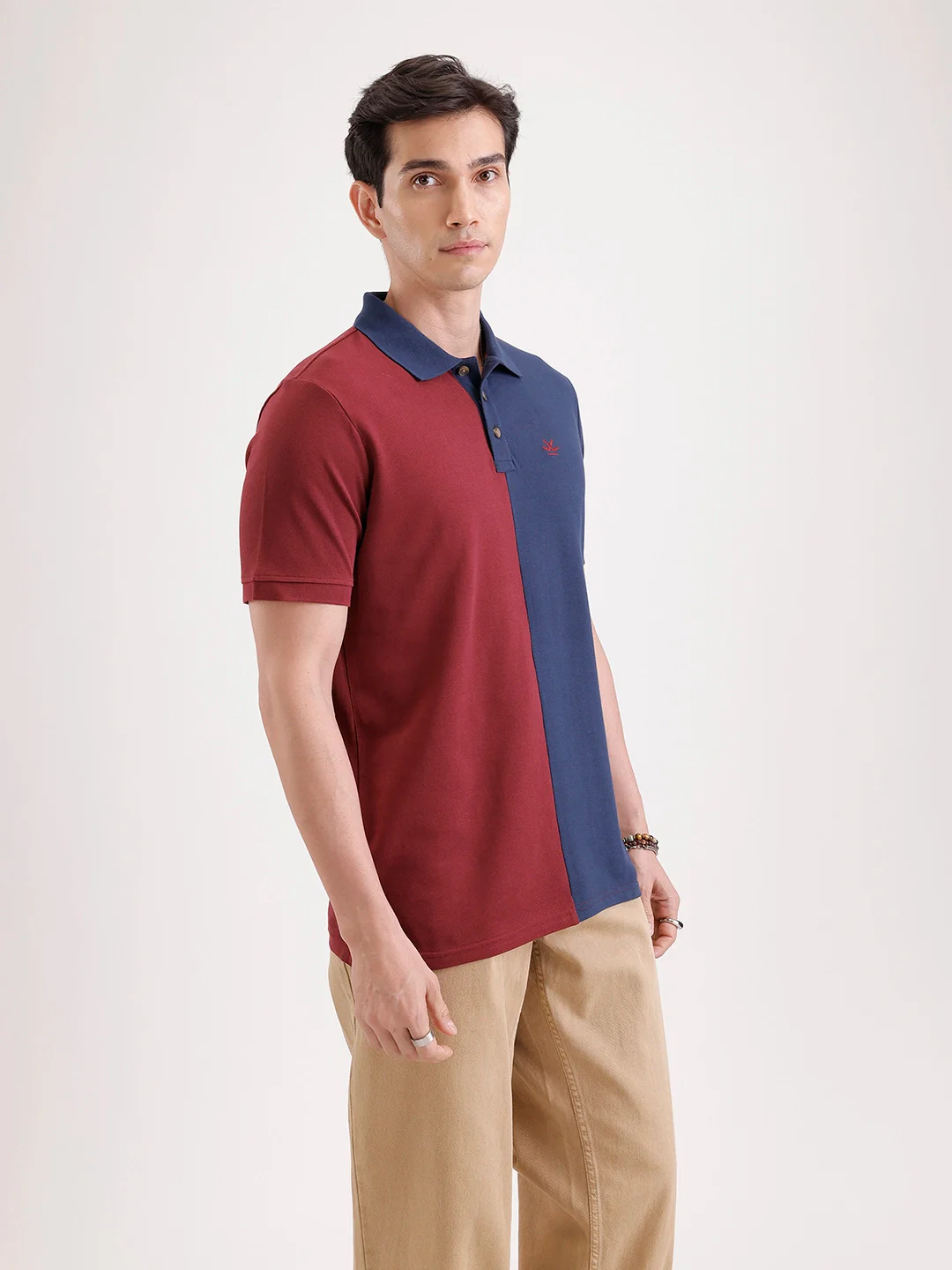 Cut & Sew Polo T-Shirt   |  Maroon - Image 4