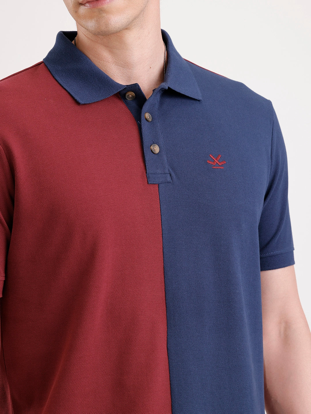 Cut & Sew Polo T-Shirt   |  Maroon - Image 5