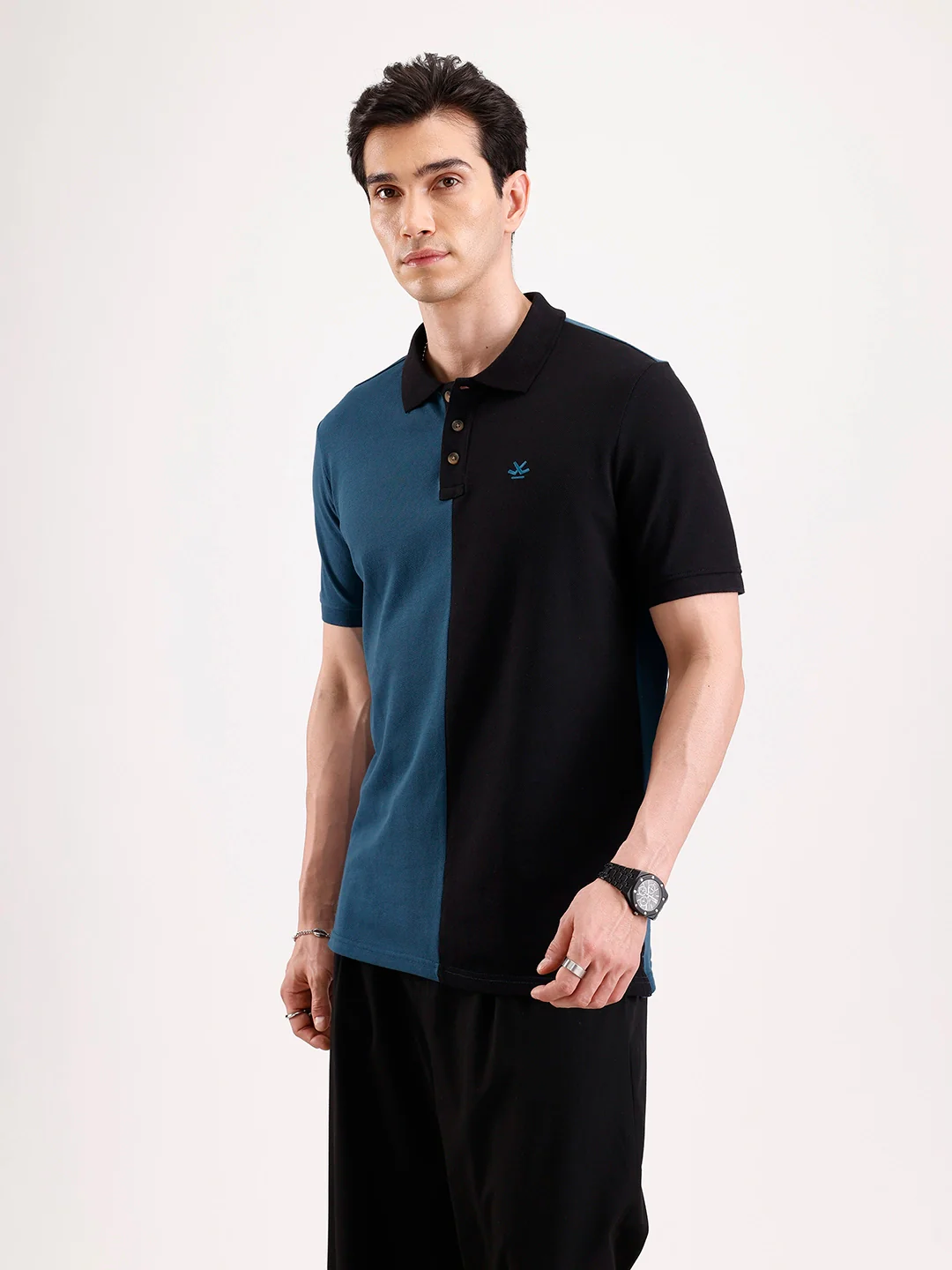 Cut & Sew Polo T-Shirt   |  Teal - Image 4