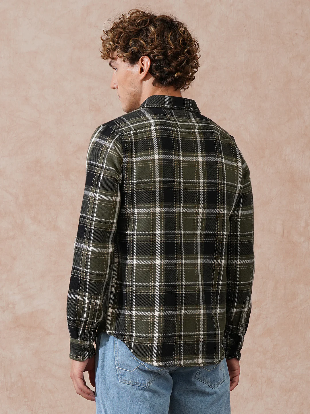 Double Pocket Checked Shirt | Olive - Image 5