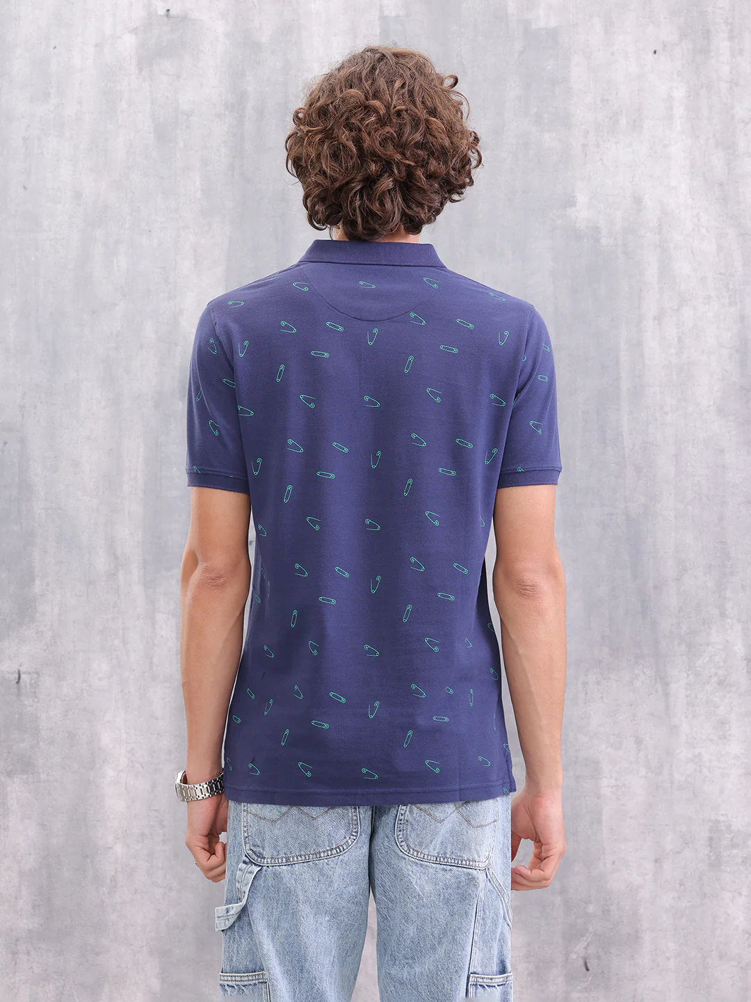 Graphic Aop Polo T-Shirt  | Navy Blue - Image 3