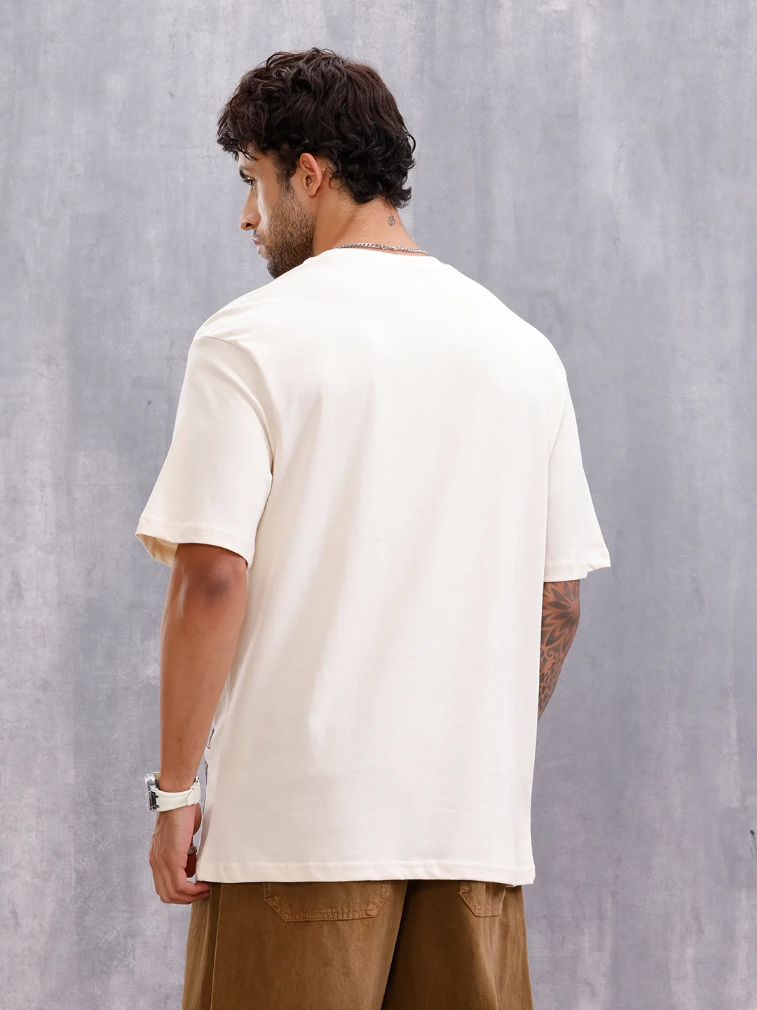 Graphic Printed Casual Look T-shirt | Beige - Image 3