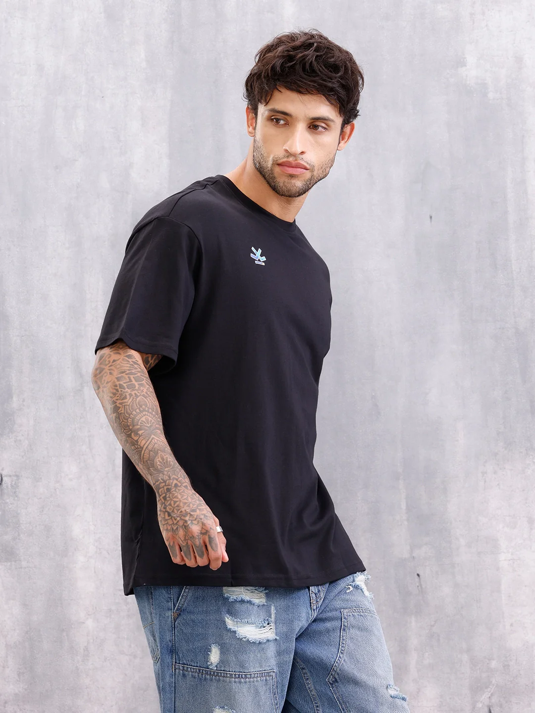 Graphic Printed Oversized Fit T-shirt | Black - Image 4