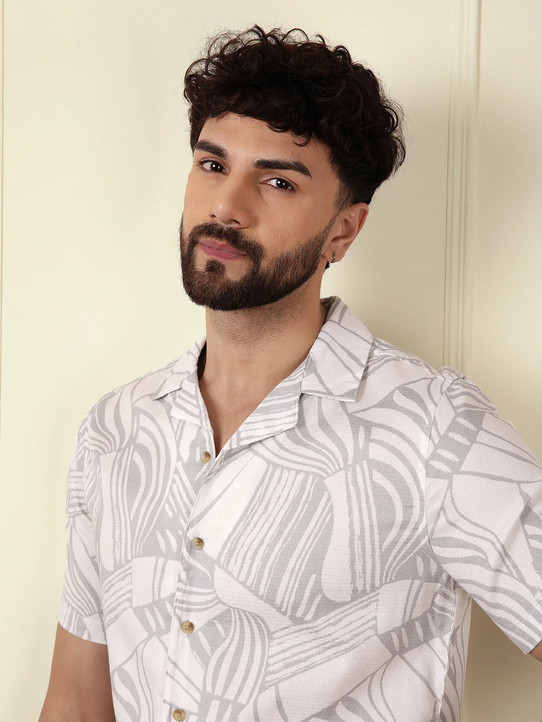 Textured Patterns AOP Shirt | Grey - Image 5