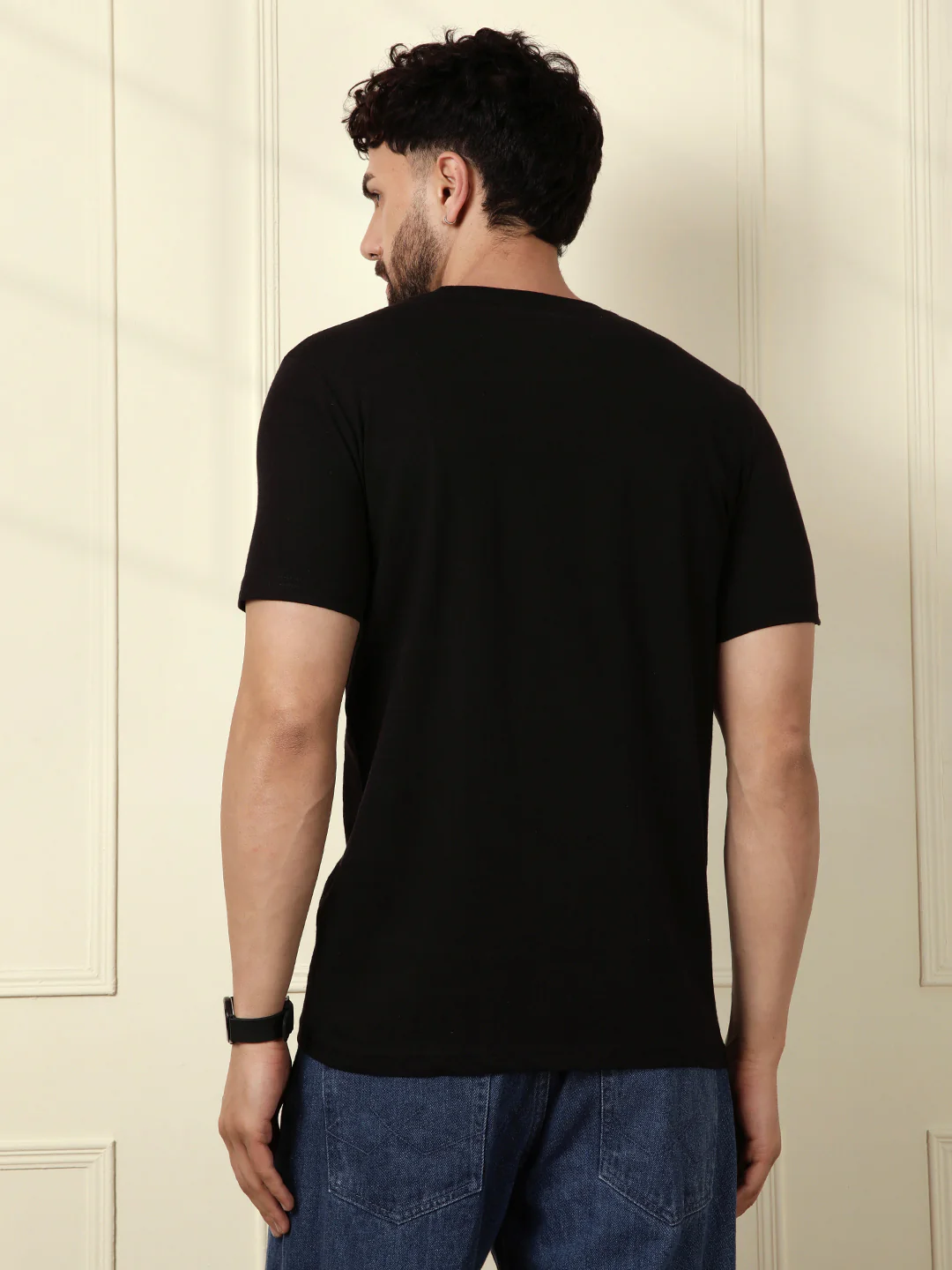 Fluid Printed Slim Fit T-Shirt | Black - Image 3
