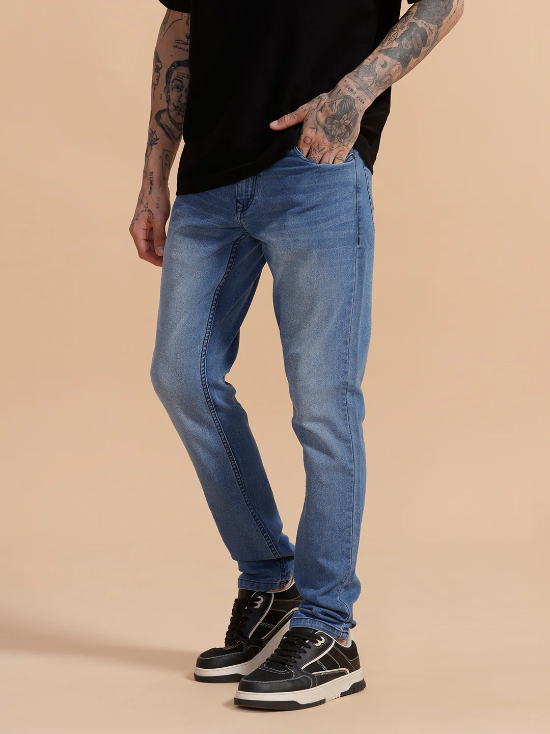 Heavy Fade Slim Fit Jeans | Blue - Image 4