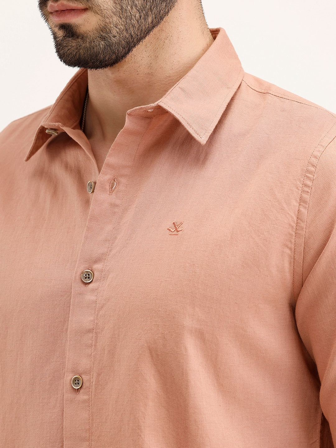 Regular Fit Linen Blend Shirt | Light Brown - Image 7