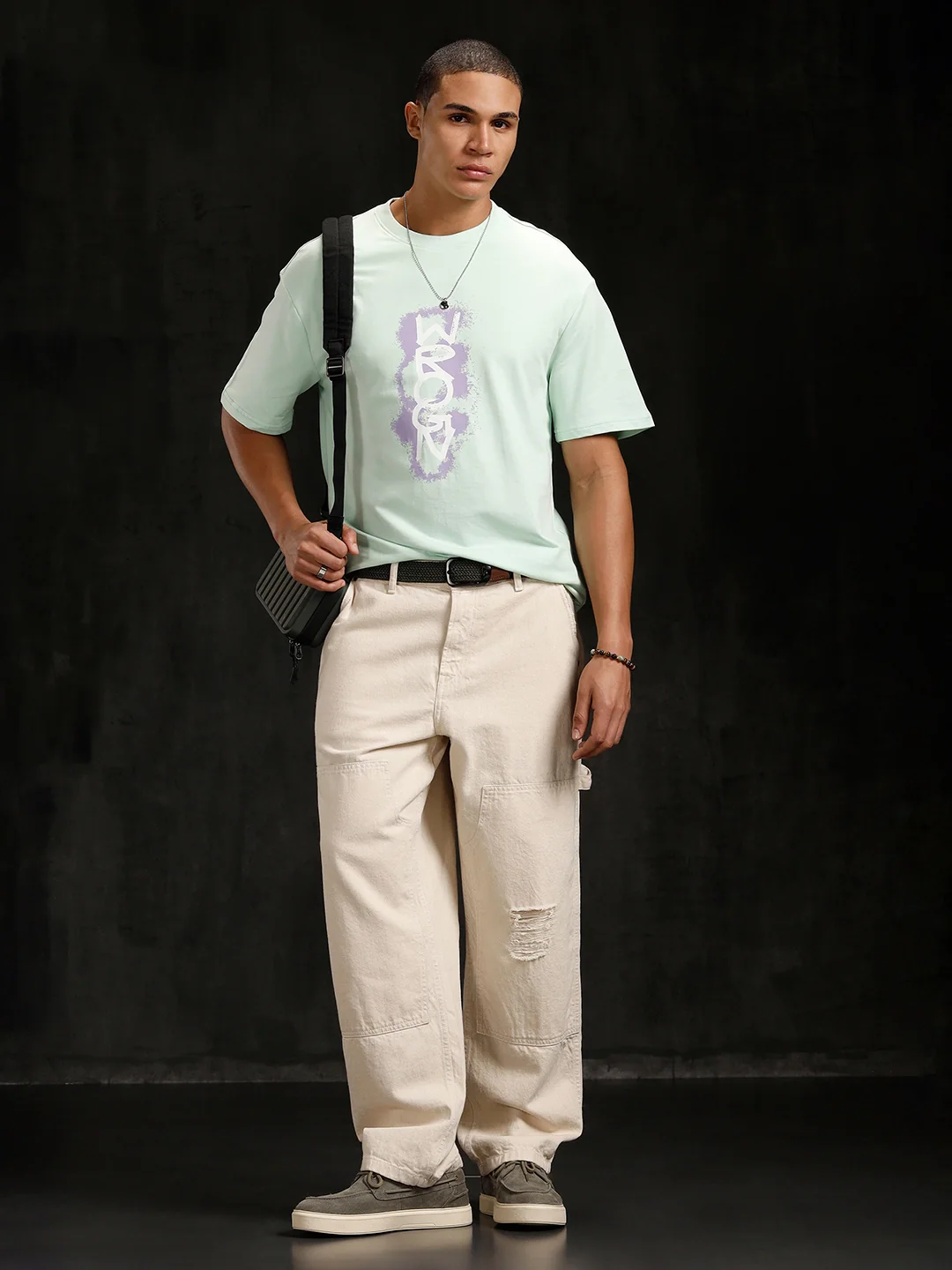 Logo Printed Oversized Fit T-Shirt | Light Green - Image 4