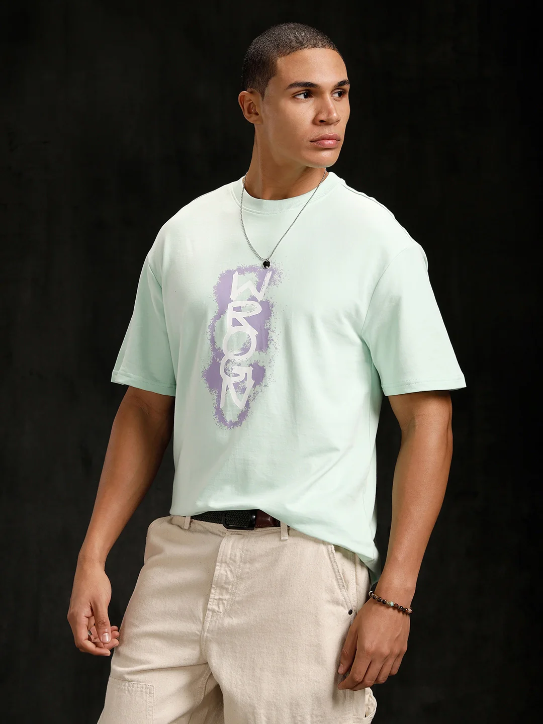 Logo Printed Oversized Fit T-Shirt | Light Green - Image 6