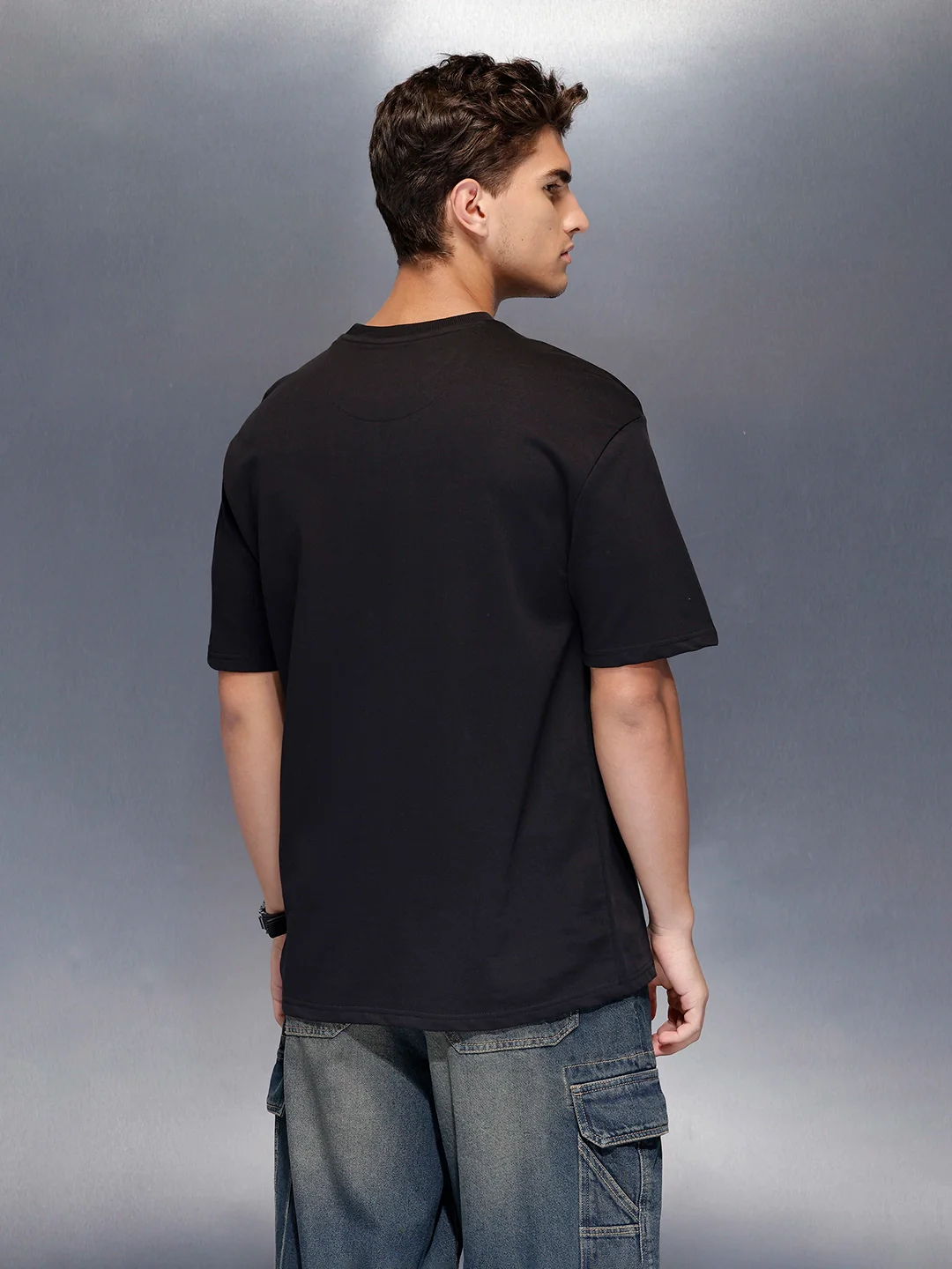 Men’soversize statement print t-shirt | Black - Image 3