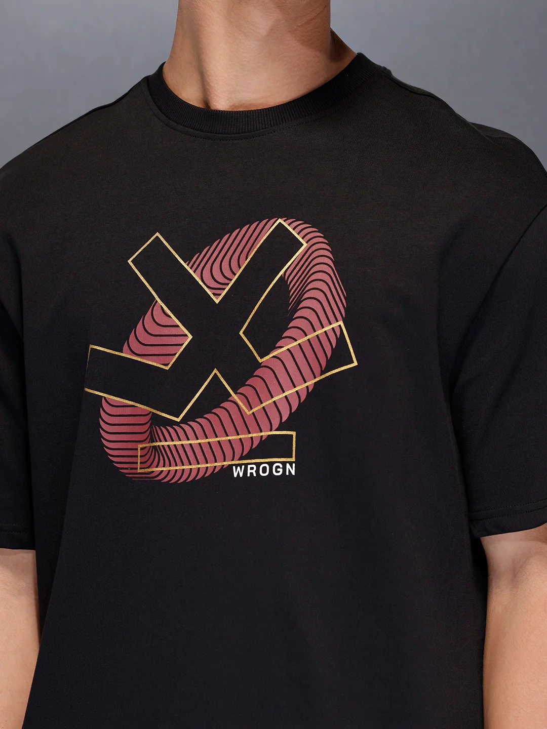 Men’soversize statement print t-shirt | Black - Image 5