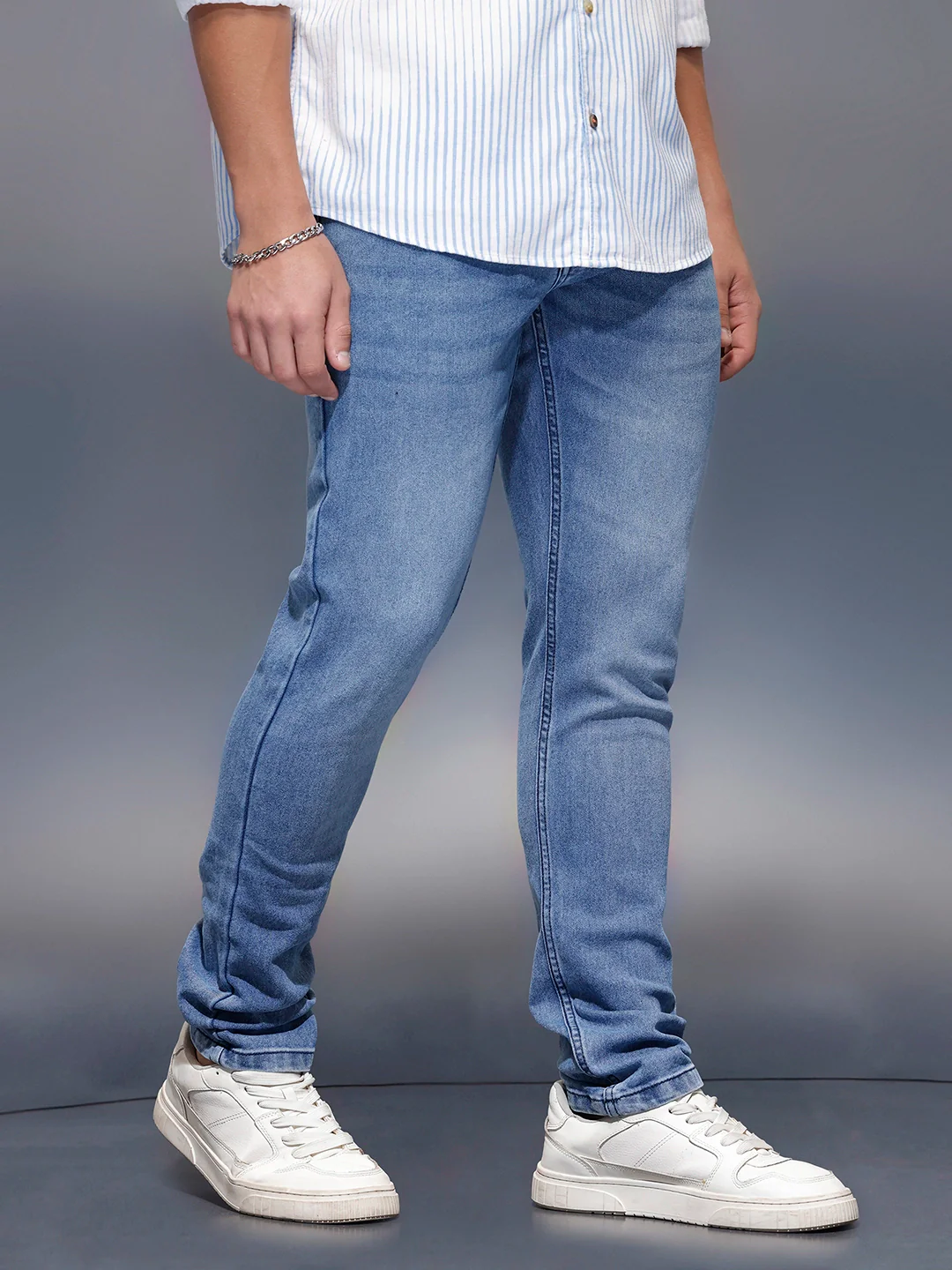 Men's Casual Slim Fit Jeans   |  Blue - Image 4