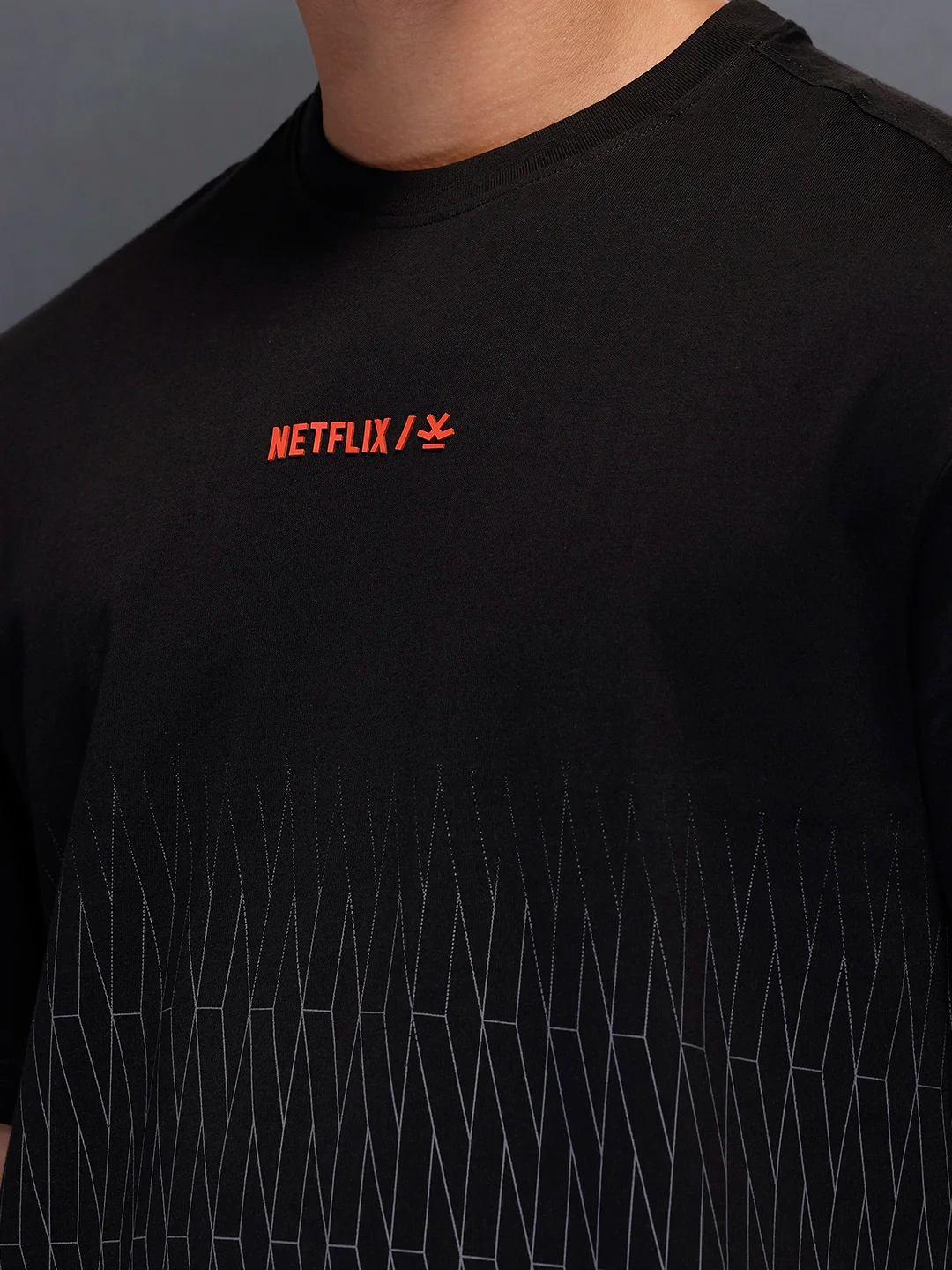 Netflix Placement Printed T-Shirt   |  Black - Image 5