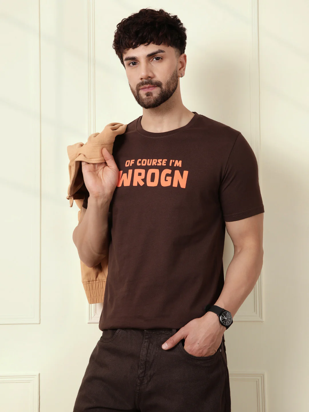 Puff Print Slim Fit T-Shirt | Brown - Image 4