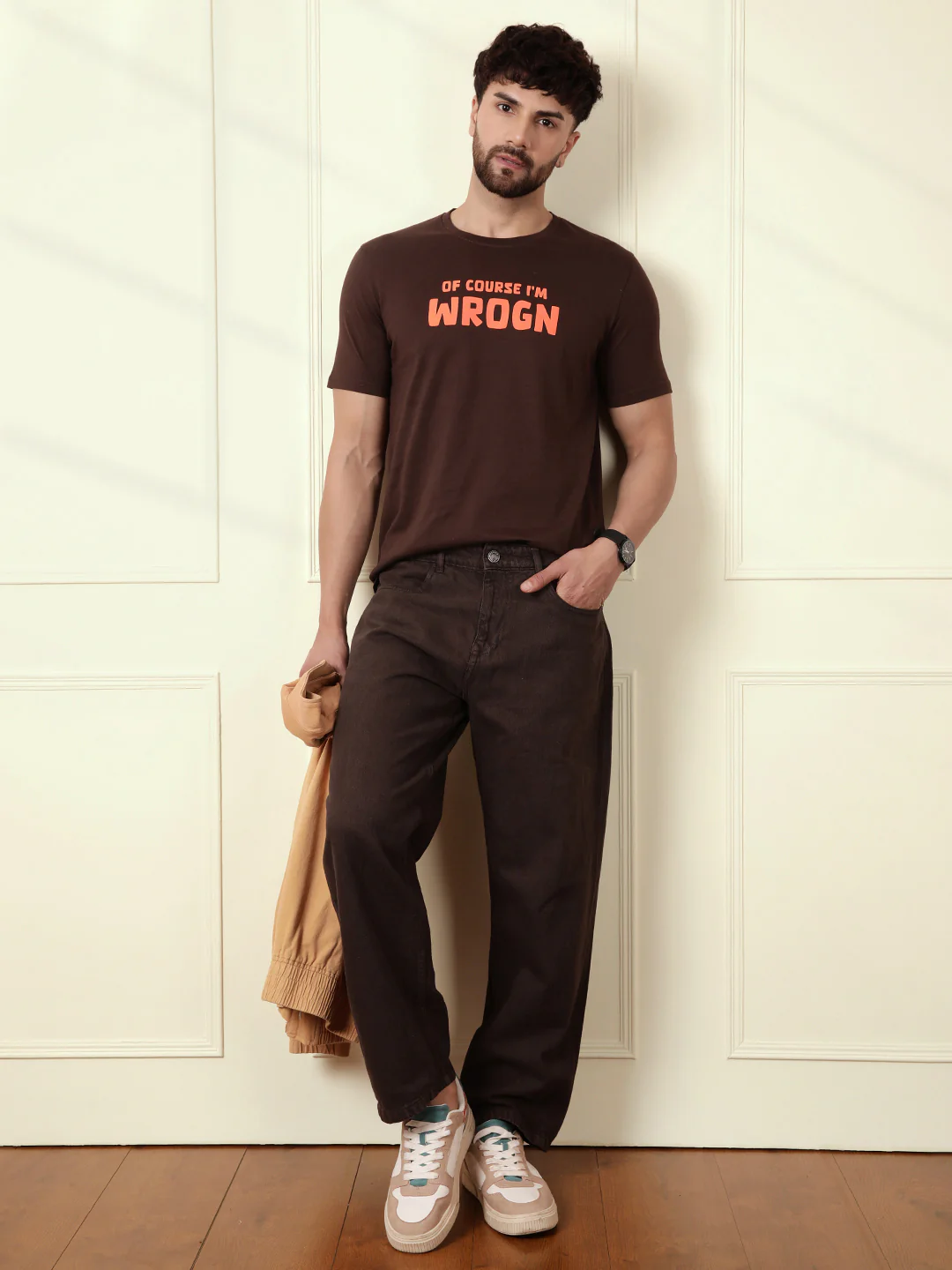 Puff Print Slim Fit T-Shirt | Brown - Image 6