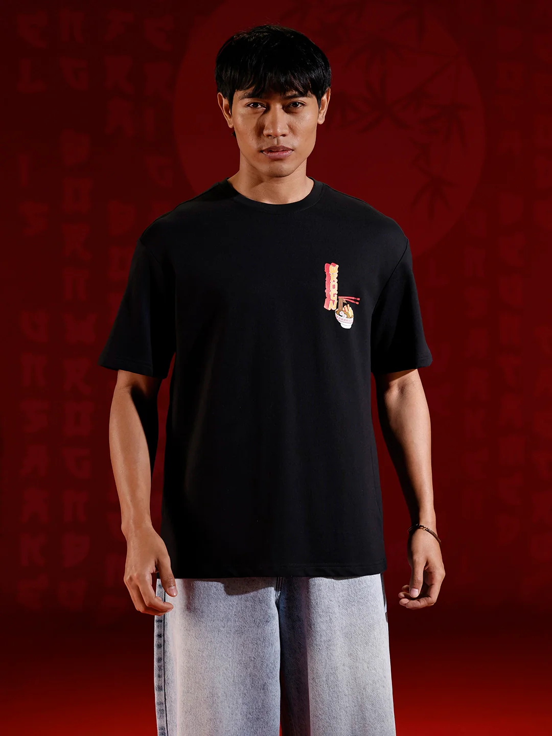 Oversized ramen graphic T-shirt | Black - Image 3