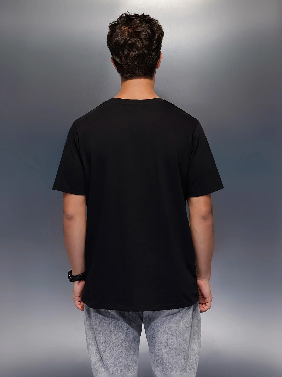 Placement Printed T-Shirt   |  Black - Image 3