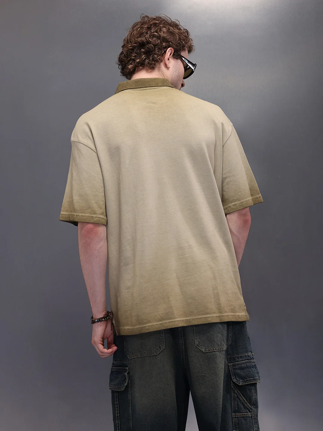 Pure Cotton Oversized Polo T-Shirt | Khaki - Image 3