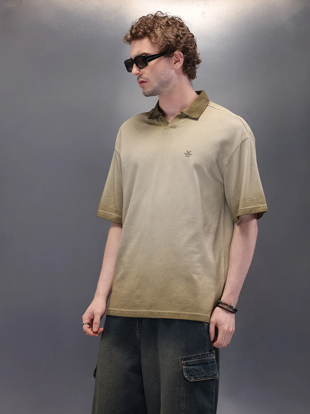 Pure Cotton Oversized Polo T-Shirt | Khaki - Image 4