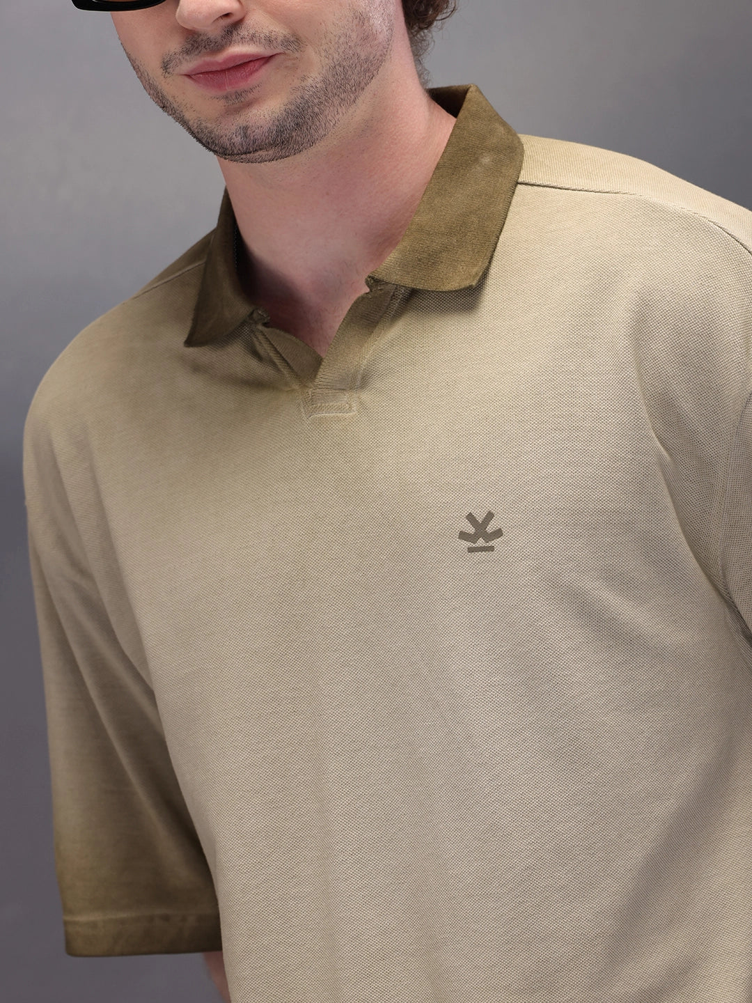 Pure Cotton Oversized Polo T-Shirt | Khaki - Image 5