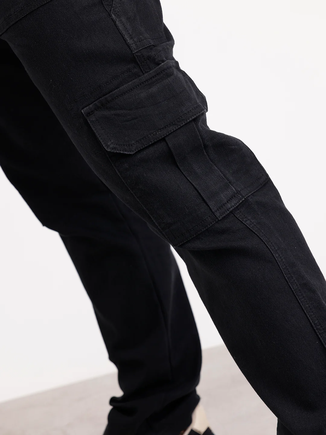 Relaxed Fit Denim Cargo  | Black - Image 5