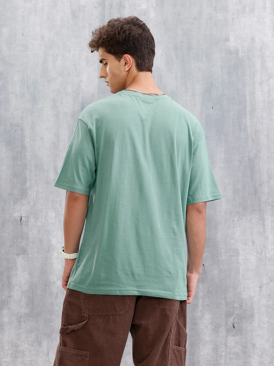 Retro Graphic Printed Oversized Fit T-shirt | Green - Image 3