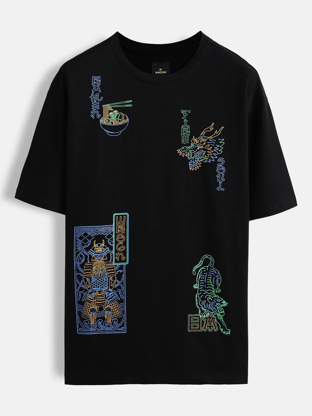 Samurai multi-print oversized T-shirt | Black - Image 10
