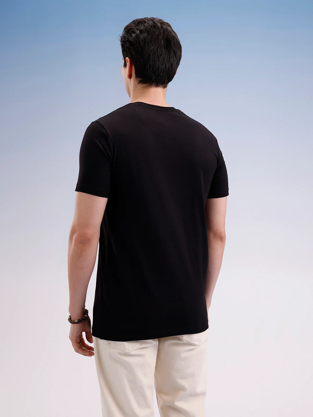 Slim Fit Embroidered Patch T-Shirt  | Black - Image 3