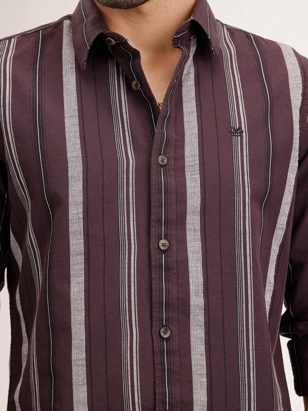 Slim Fit Striped Shirt | Brown - Image 5