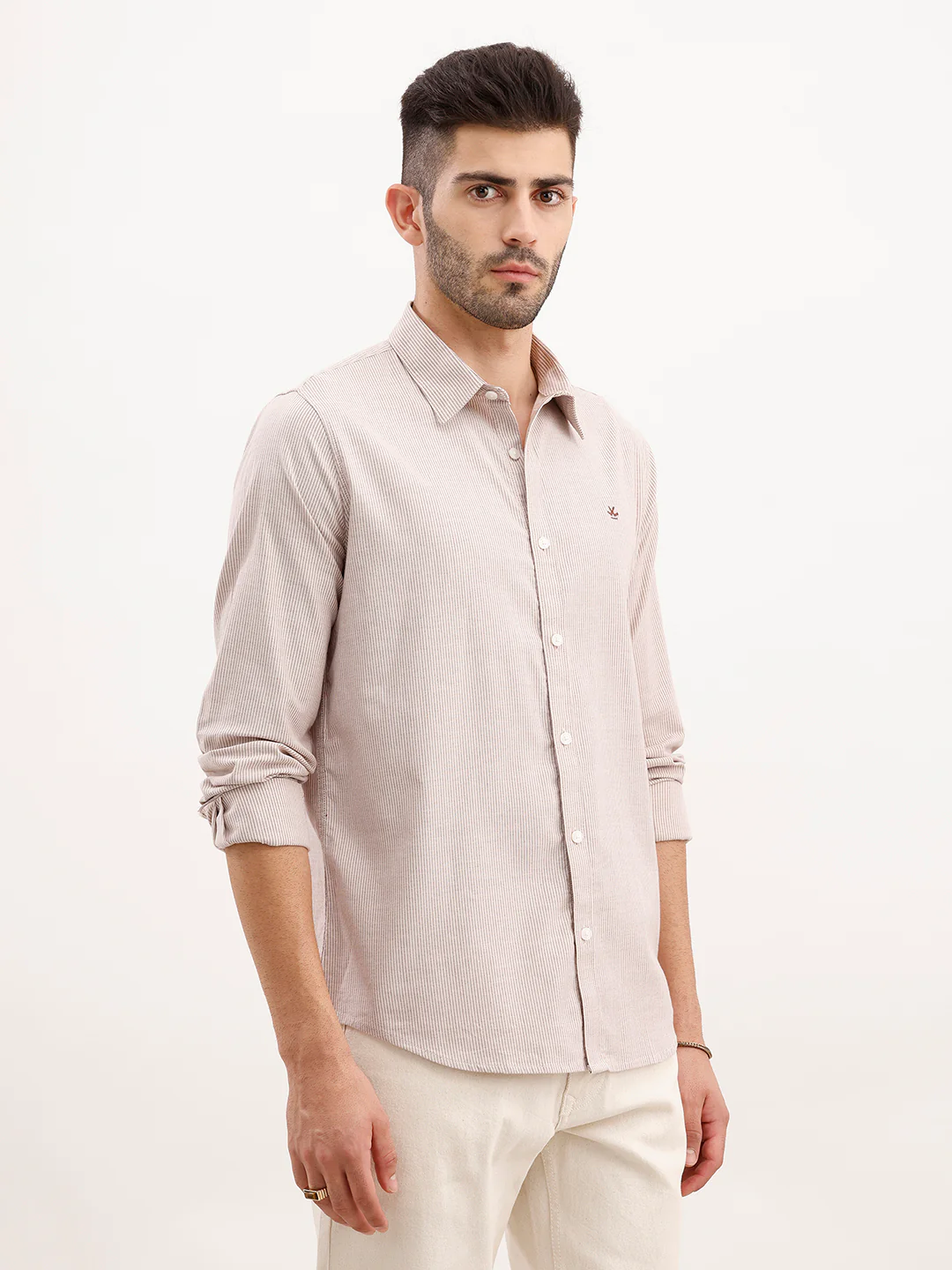 Slim Fit Striped Shirt | Brown - Image 4