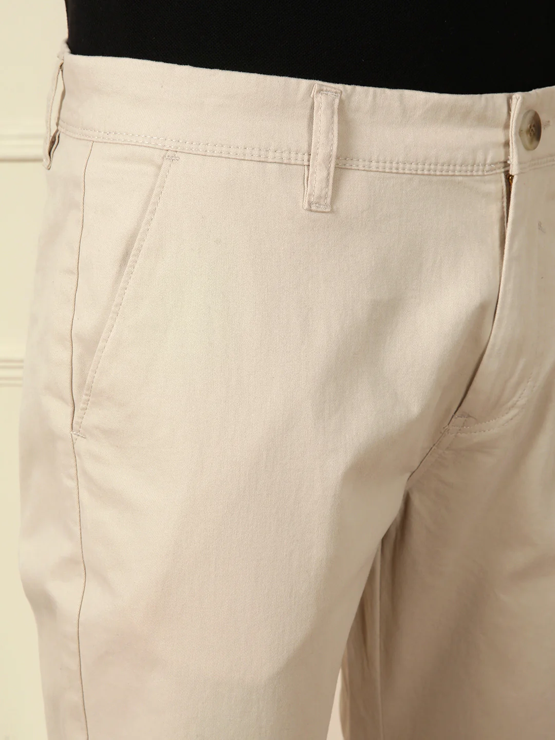 Peached Cotton Slim Fit Trouser | Beige - Image 5