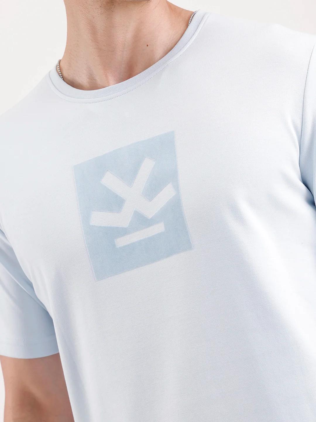 Solid Flock Printed T-Shirt   |  Light Blue - Image 5