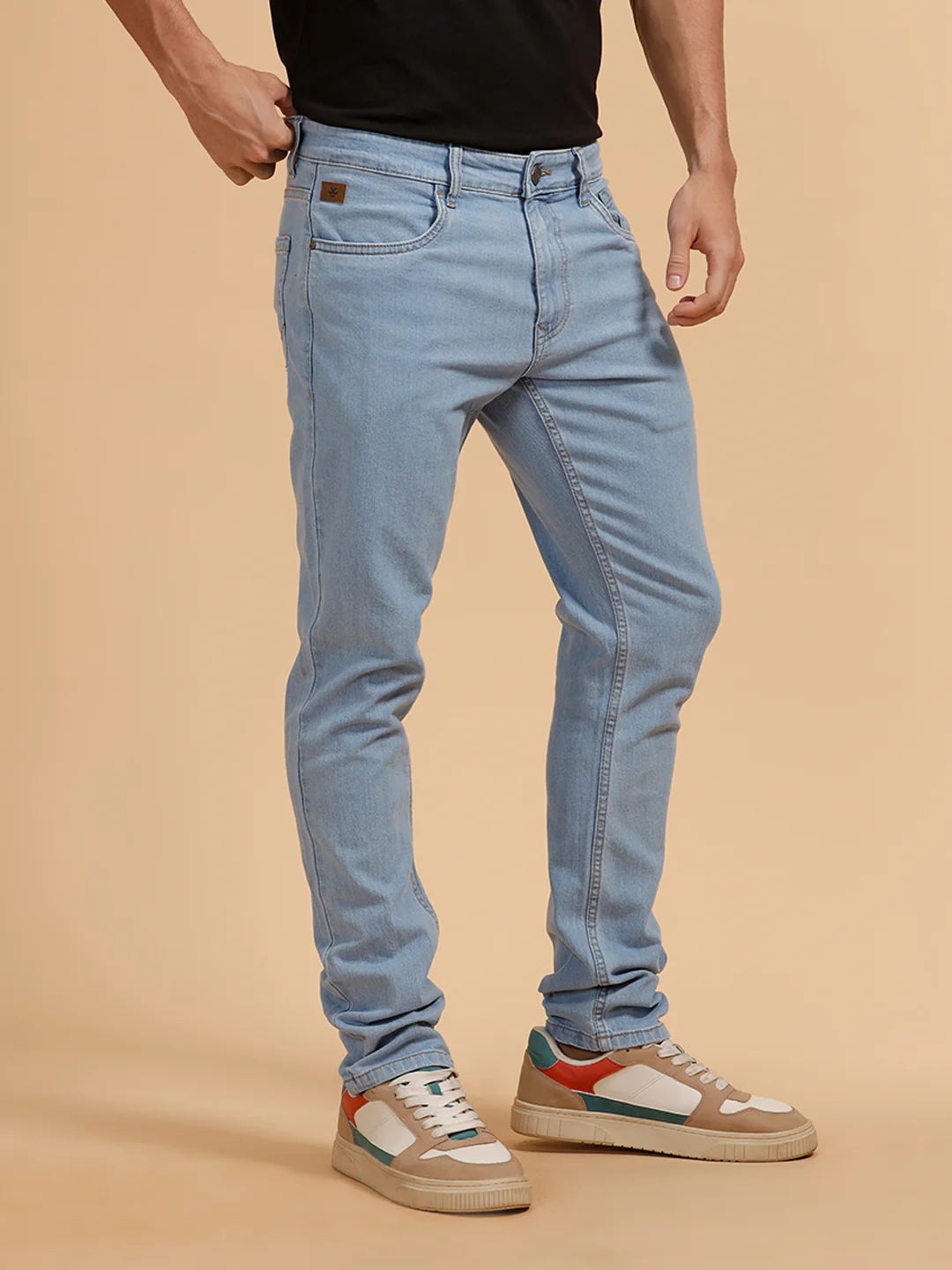 Solid Heavy Fade Slim Fit Jeans | Light Blue - Image 4