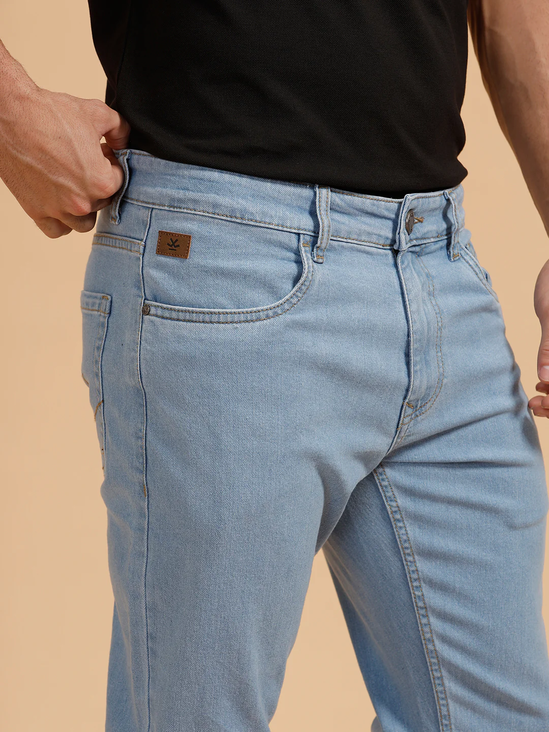 Solid Heavy Fade Slim Fit Jeans | Light Blue - Image 5
